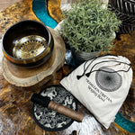 Hand Beaten & Engraved Singing Bowl Gift Set - 14cm - Round Medallions
