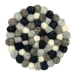 Felt Ball Round Coasters - Multi Grey colour (set of 4)