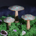 Small Wooden Mushroom - Mediterranean Tile Pattern