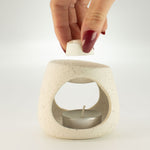 Ceramic Zen Oil Burner - Round Pebble - Speckled Off-White