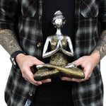 Yoga Lady Figure -  Bronze & Turqoise 24cm