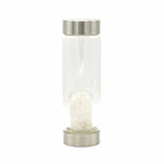 Crystal Infused Glass Water Bottle - Cleansing Clear Quartz - Chips