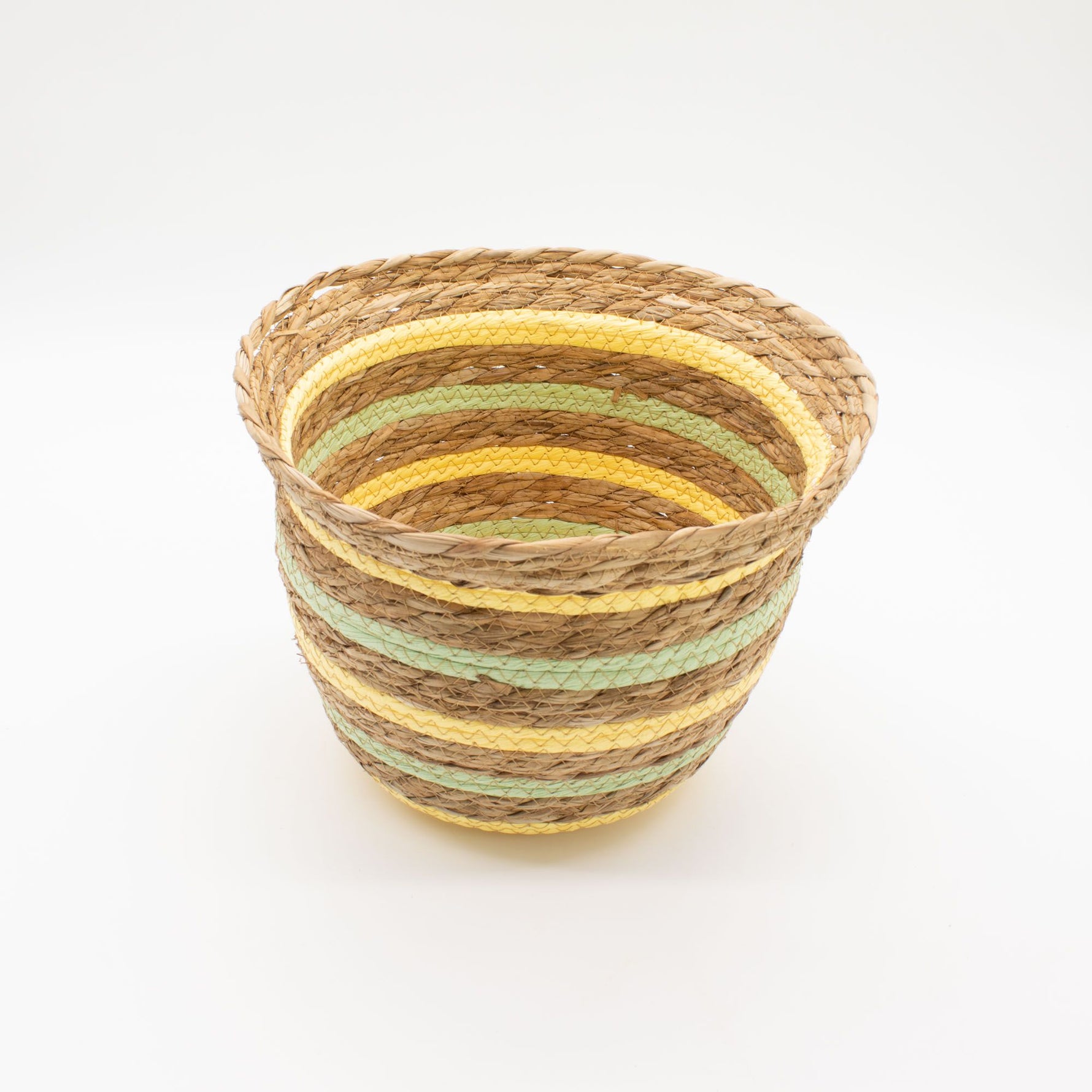 Seagrass & Straw Vase Shaped Baskets  - Natural Yellow & Green - Set of 3