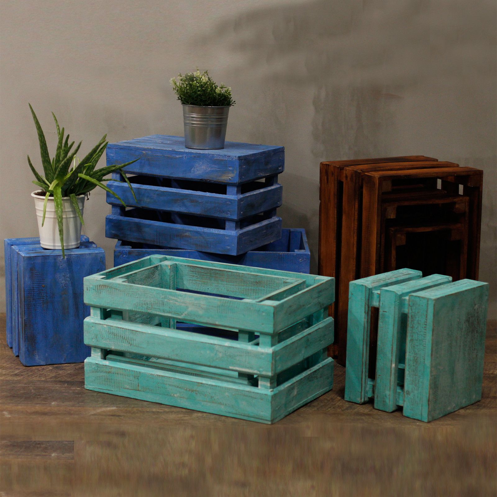 Wooden Storage Crates – Brown (Set of 3)