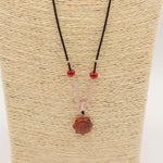 Cord Necklace Gemstone Pendant - Carnelian Sun Face