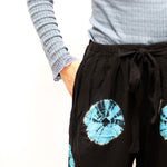Japanese Style Lounge Pants - Black & Blue - L