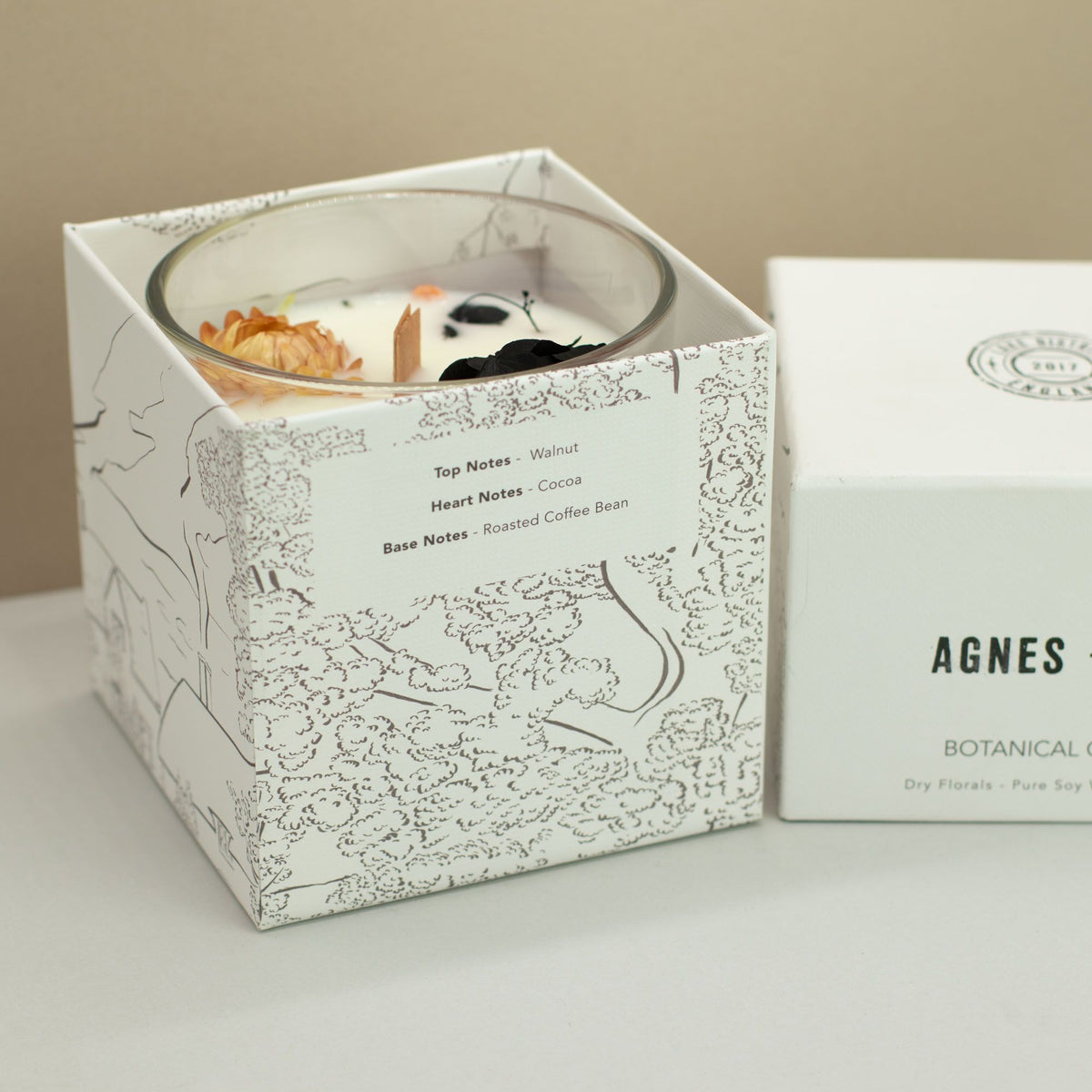 Agnes + Cat Botanical Soy Wax Candle - Lakeland Mocha - Front view - ORIVON Collection