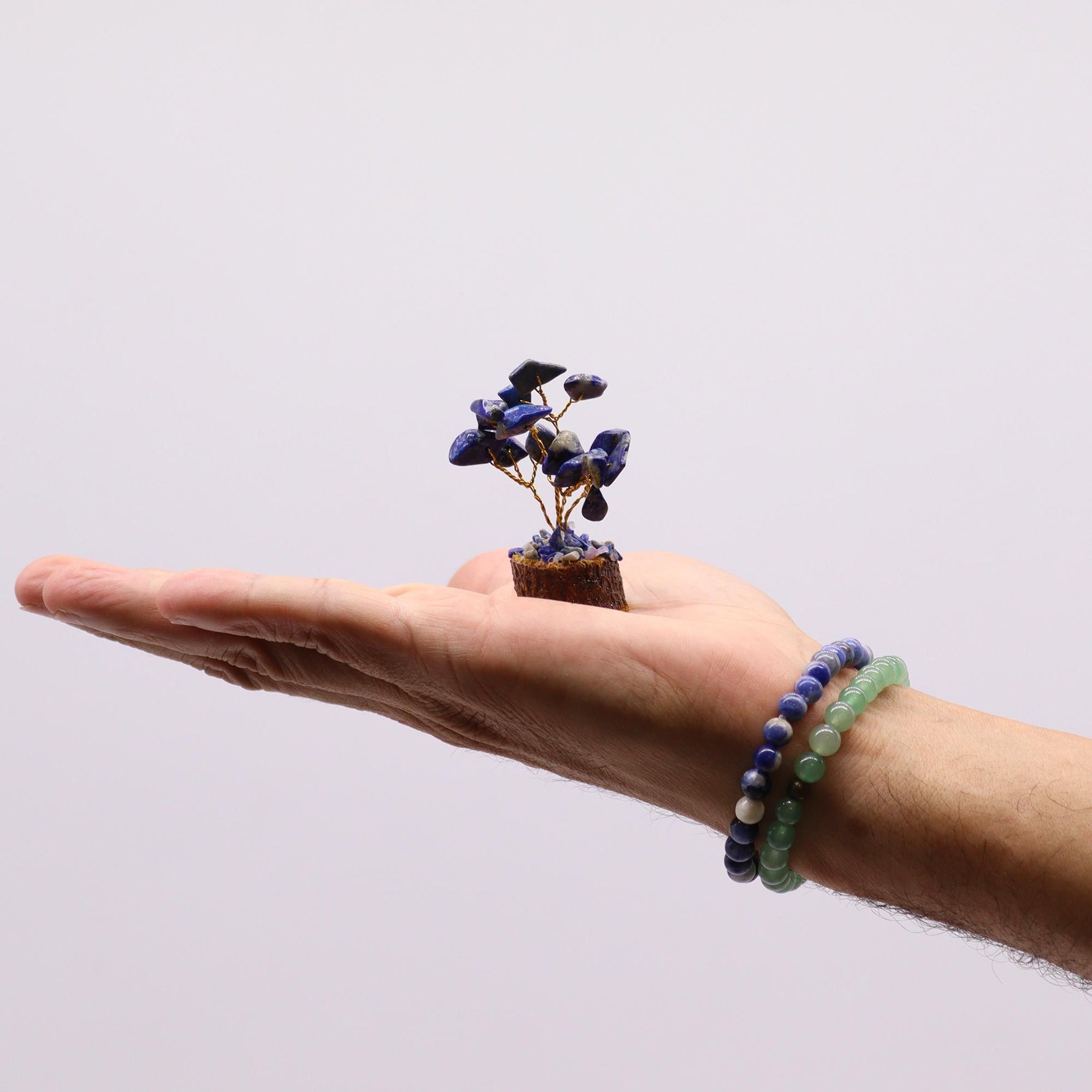 Mini Gemstone Tree On Wood Base - Sodalite (15 stones)
