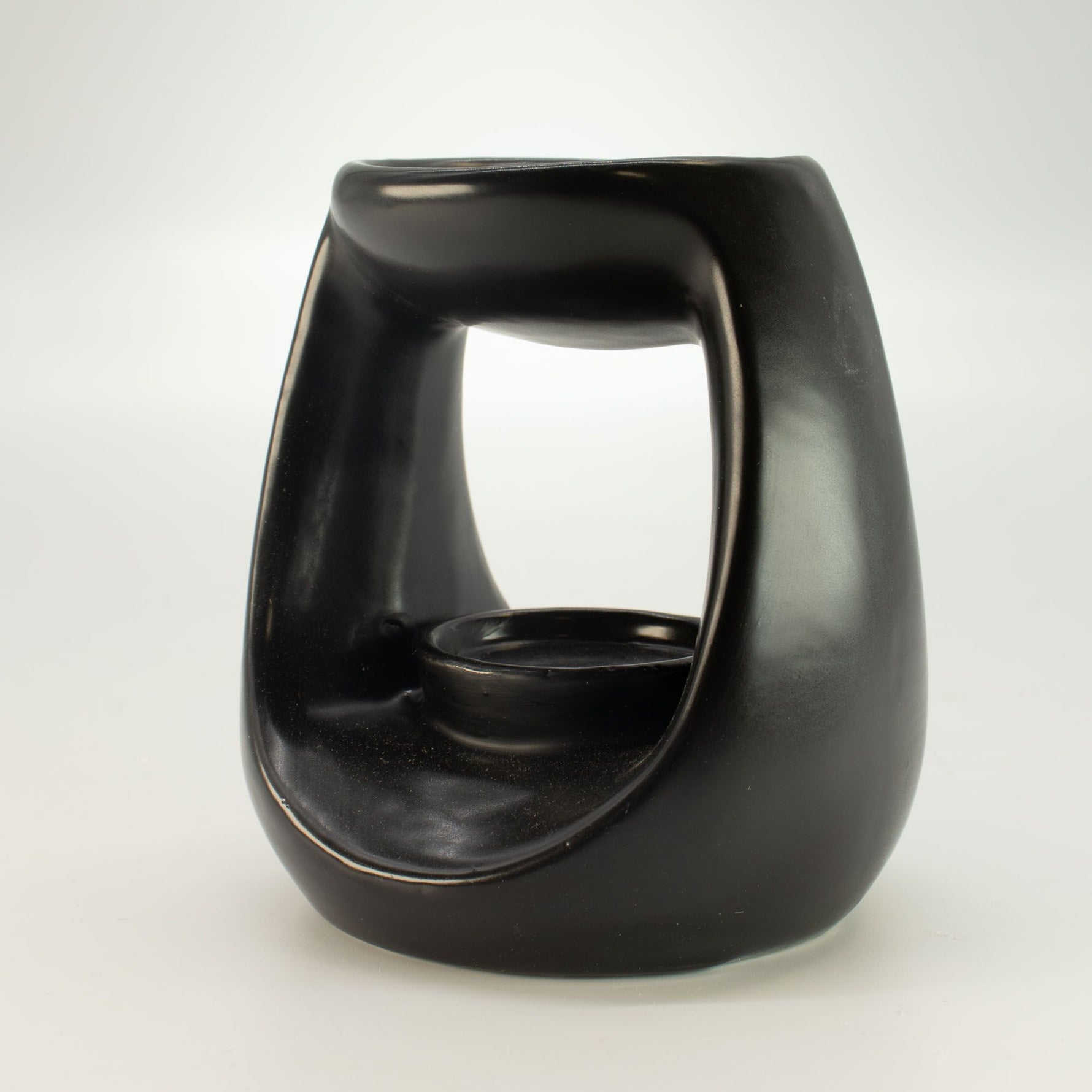 Ceramic Zen Oil Burner - Large Oval Pebble  - Matt Black
