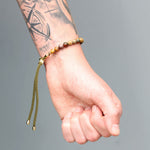 18K Gold Plated Gemstone Black String Bracelet - Tiger Eye