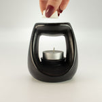 Ceramic Zen Oil Burner - Large Oval Pebble  - Matt Black