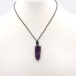 Laced Gemstone Flat Point Pendant - Amethyst