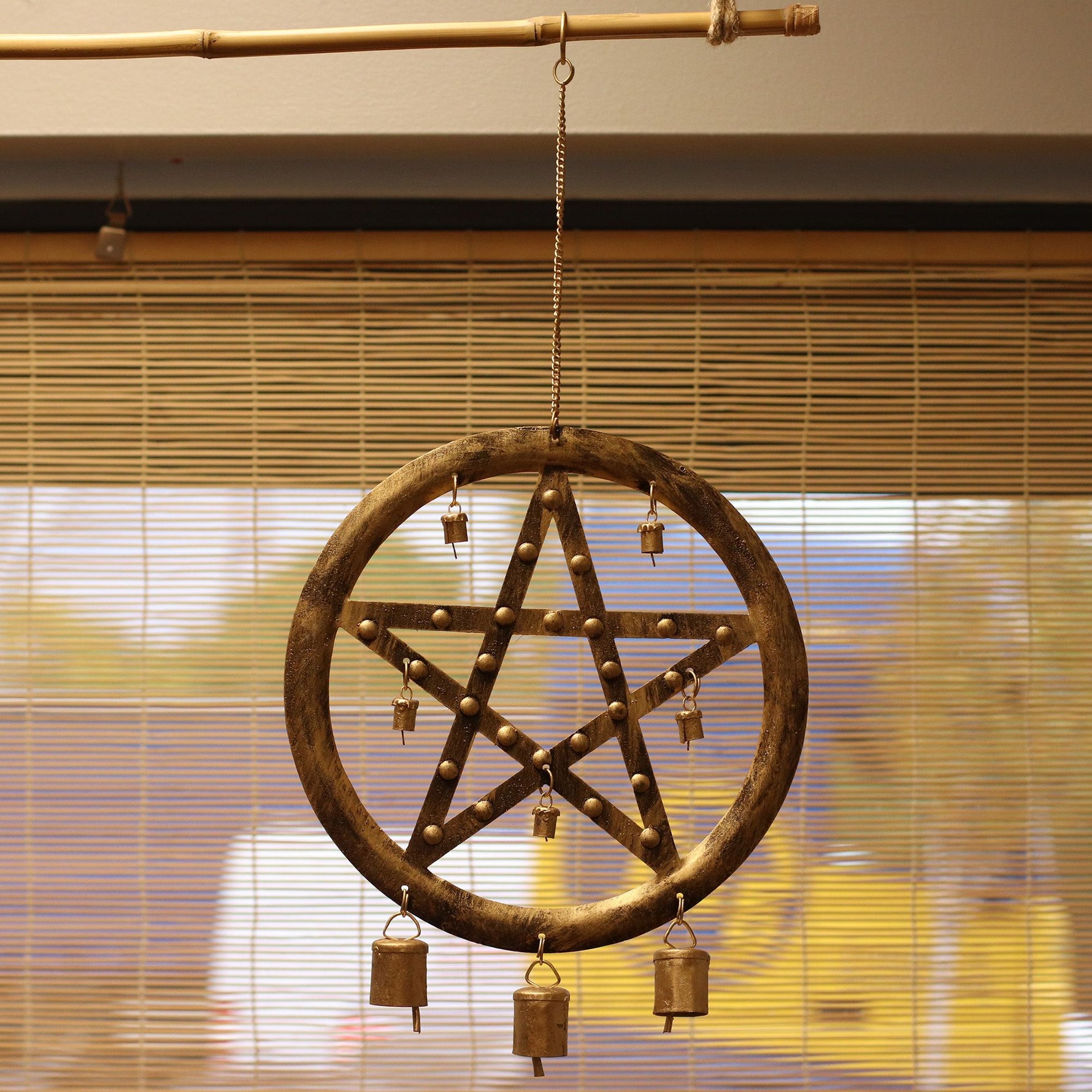Indian Chimes - Pentagon with Cow Bells - 25x49cm