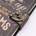 Leather Printed Notebook – Never Give Up On Your Dreams -  17.8×12.7 cm