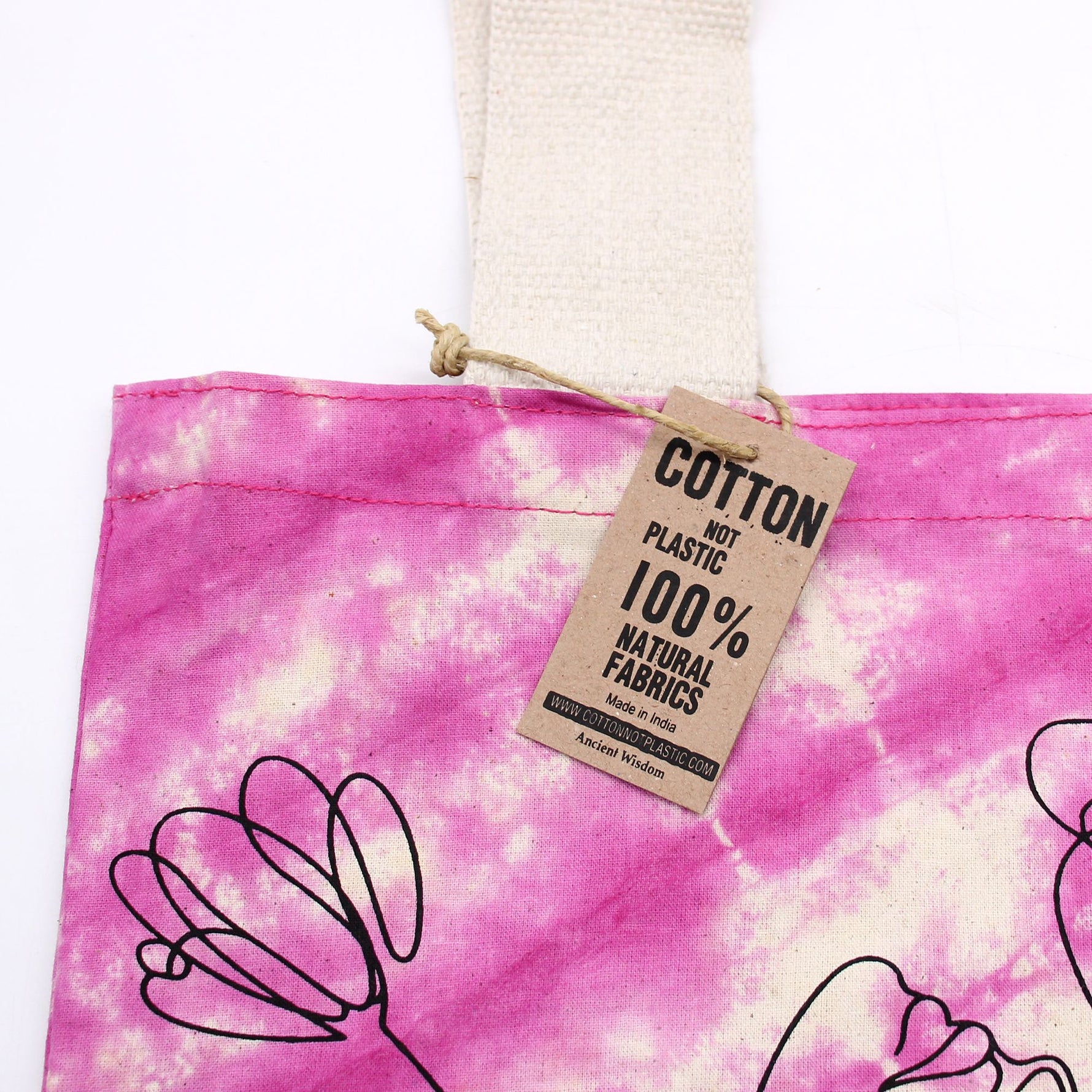 Tye-Dye Cotton Bag (6oz) - 38x42x12cm -  Mandela - Green/Blue - Natural Handle