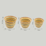 Seagrass & Straw Vase Shaped Baskets  - Natural Yellow & Green - Set of 3
