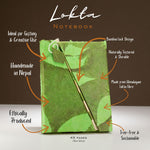 Lokta Bold Floral Bamboo Lock Notebook – Medium (15x12cm) – 45 Leaves – Moss Green