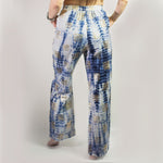 Nomad Sari Lounge Pants (M/L) – Blue Tie-Dye with Gold Greek Motif