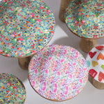 Small Wooden Mushroom - Pastel Hearts