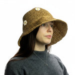 Nomad Sari Floppy Straw Sun Hat - Coffee & Daisies