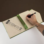 Lokta Bold Floral Notebook – Large (21x15cm) – 45 Leaves – Includes Bookmark – Moss Green
