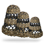 Natural Banana Leaf & Hitam Raffia Lamp Shades - Set of 3