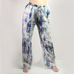 Nomad Sari Lounge Pants (M/L) – Blue Tie-Dye with Gold Greek Motif