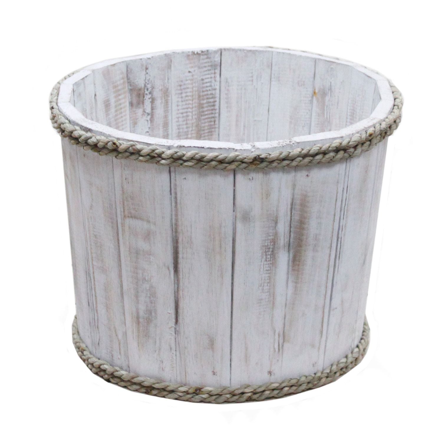 Small Wooden Storage Tub – Whitewash