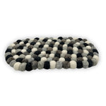 Felt Ball Oval Centre Mat - Multi Grey Colour