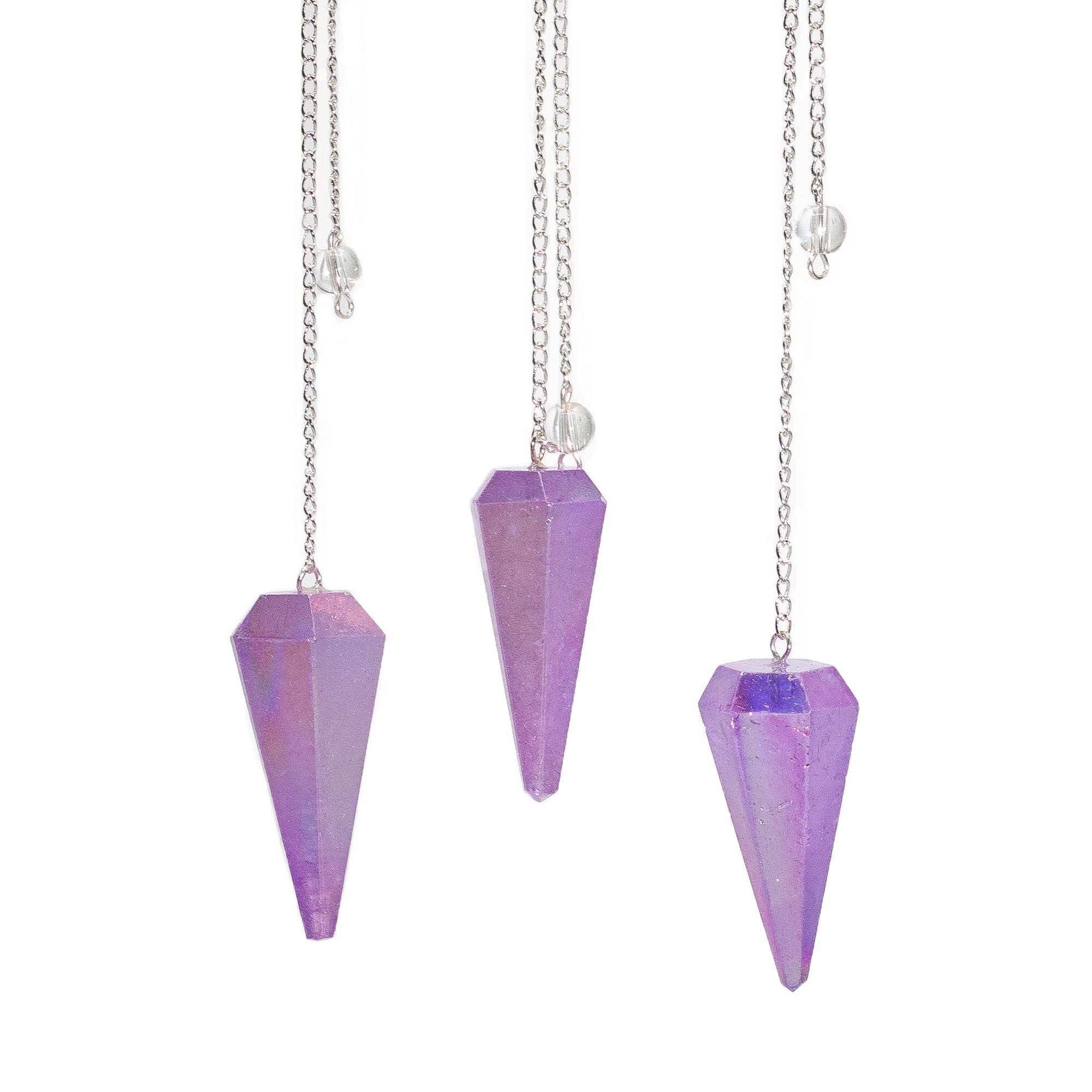Six-Sided Pendulum – Aurora Crystal Purple, 4cm