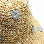 Nomad Sari Floppy Straw Sun Hat - Beige & Blue Flowers