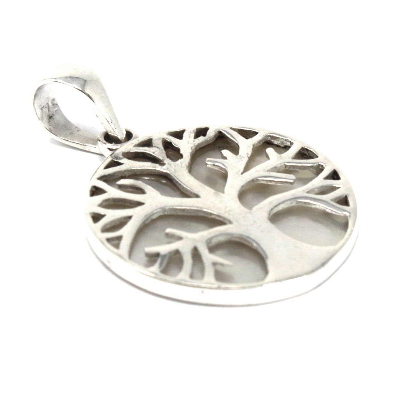 Tree of Life Silver Pendant 30mm - Coral Effect