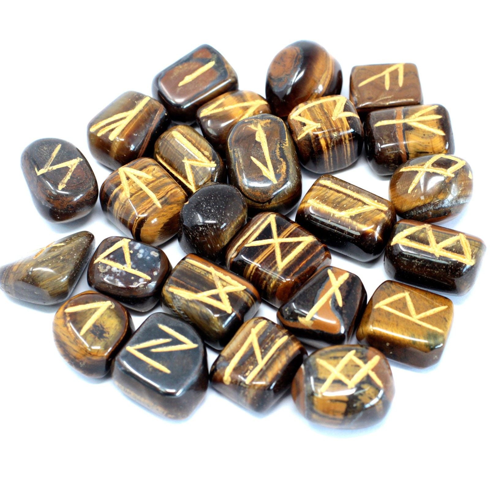 Tiger's Eye Rune Stone Set in Pouch