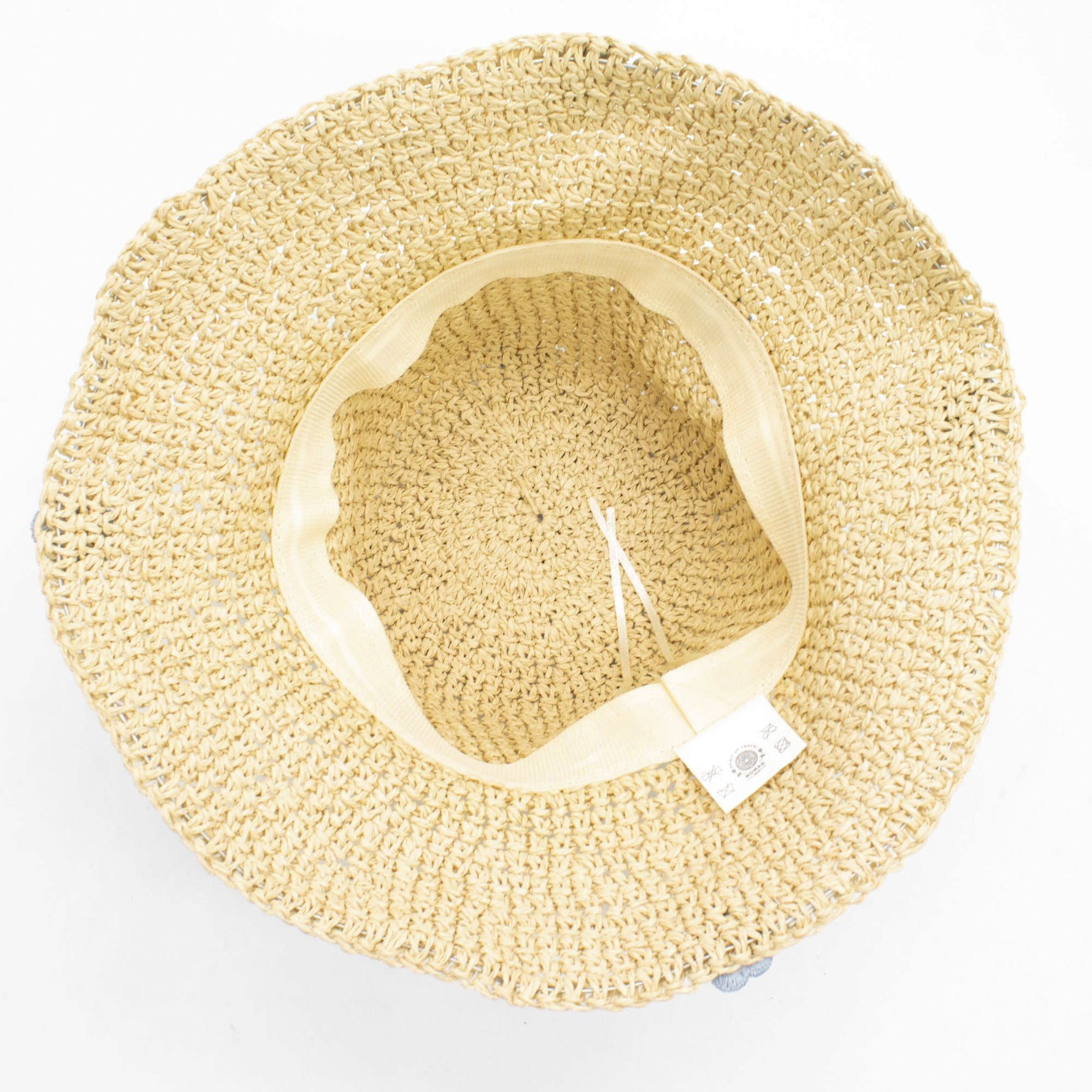 Nomad Sari Floppy Straw Sun Hat - Beige & Blue Flowers
