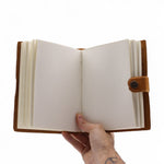 Leather Embossed Notebook – Tan Floral Pattern –  17.8×12.7 cm