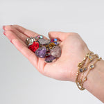 Steel Cased Pendant Hearts - 12 Assorted Gemstone Chips & Shells