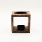Square Mango Wood Oil Burner  - Hamsa