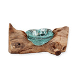 Molton Glass Candle Single Holder on Wood
