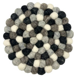 Felt Ball Round Placemat- Multi  Grey Colour