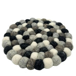 Felt Ball Round Placemat- Multi  Grey Colour