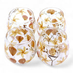 Natural Floral Glass - Straight Candle Holder - Rosa - (8x8cm)