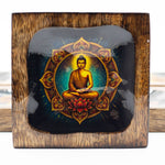 Lrg Enamelled Mango Tray Set - Buddha