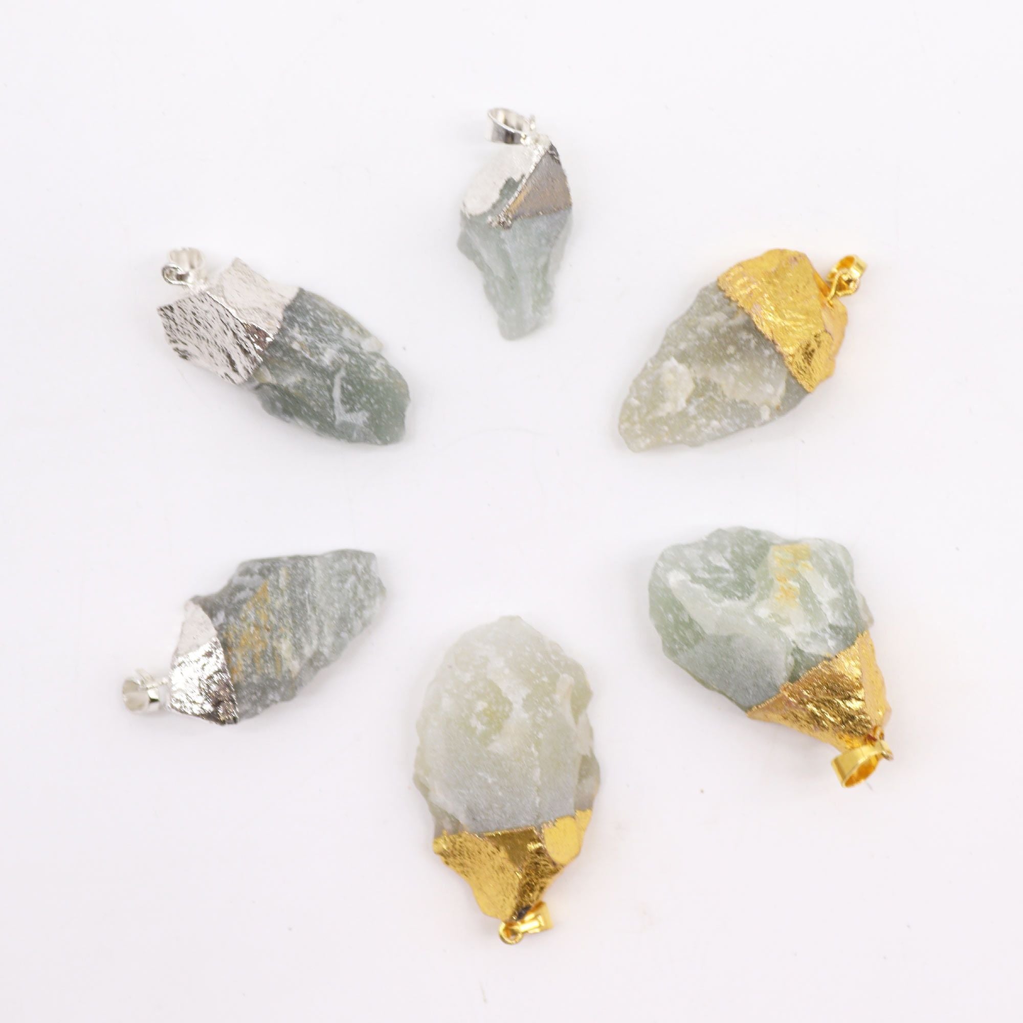 Gemstone Indian Jade Gold & Silver Plated Pendants (6 assorted)