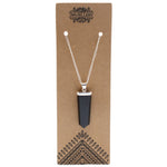 Gemstone Flat Pencil Pendant - Black Agate