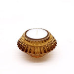 Flower Flip Dinner Candle / Tealight Holder - Antique Amber