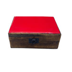 Medium Ceramic Glazed Wood Box - 15x10x6cm - Red