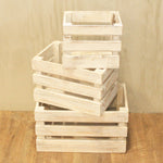 Wooden Storage Crates – Whitewash (Set of 3)
