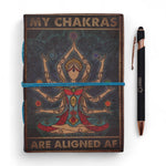 Leather Printed Notebook – My Chakras Are Aligned AF - 17.8×12.7 cm