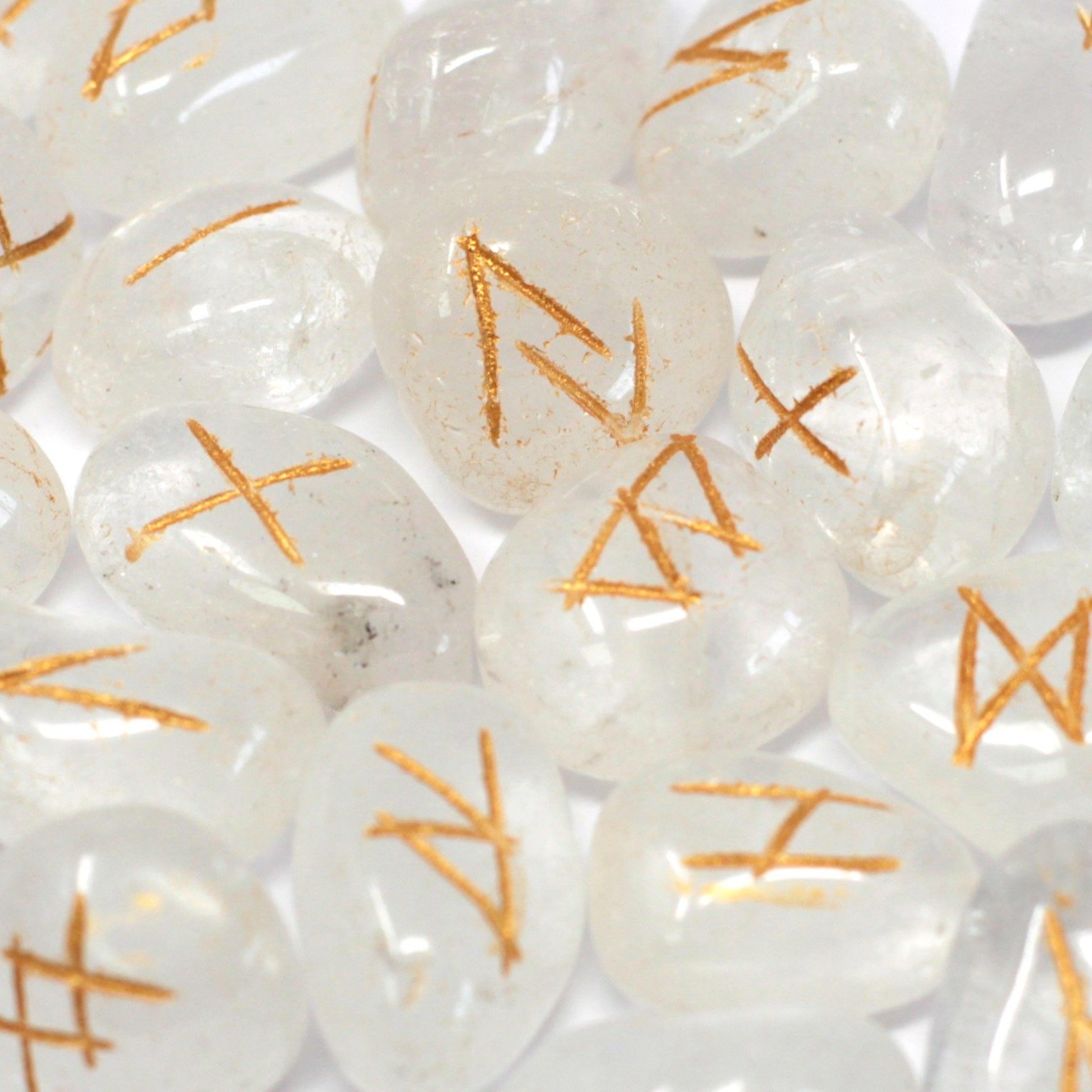 Crystal Quartz Rune Stone Set in Pouch