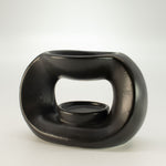 Ceramic Zen Oil Burner - Oval Pebble  - Matt Black